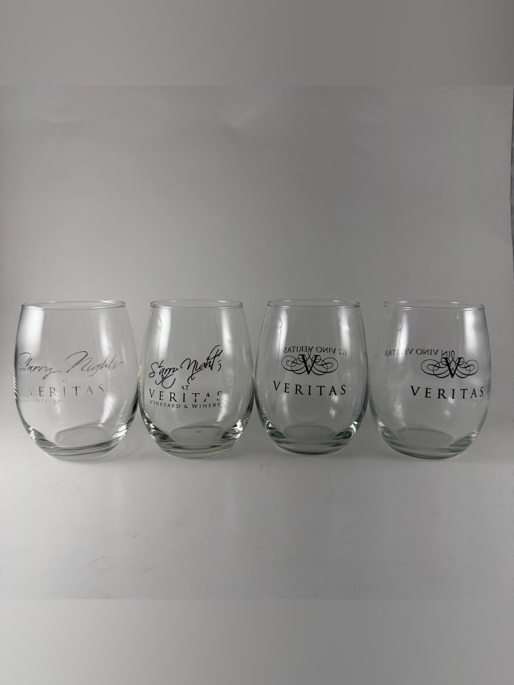 Veritas Vineyard Winery Stemless Wine Glasses Set of 4 Virginia Starry Nights